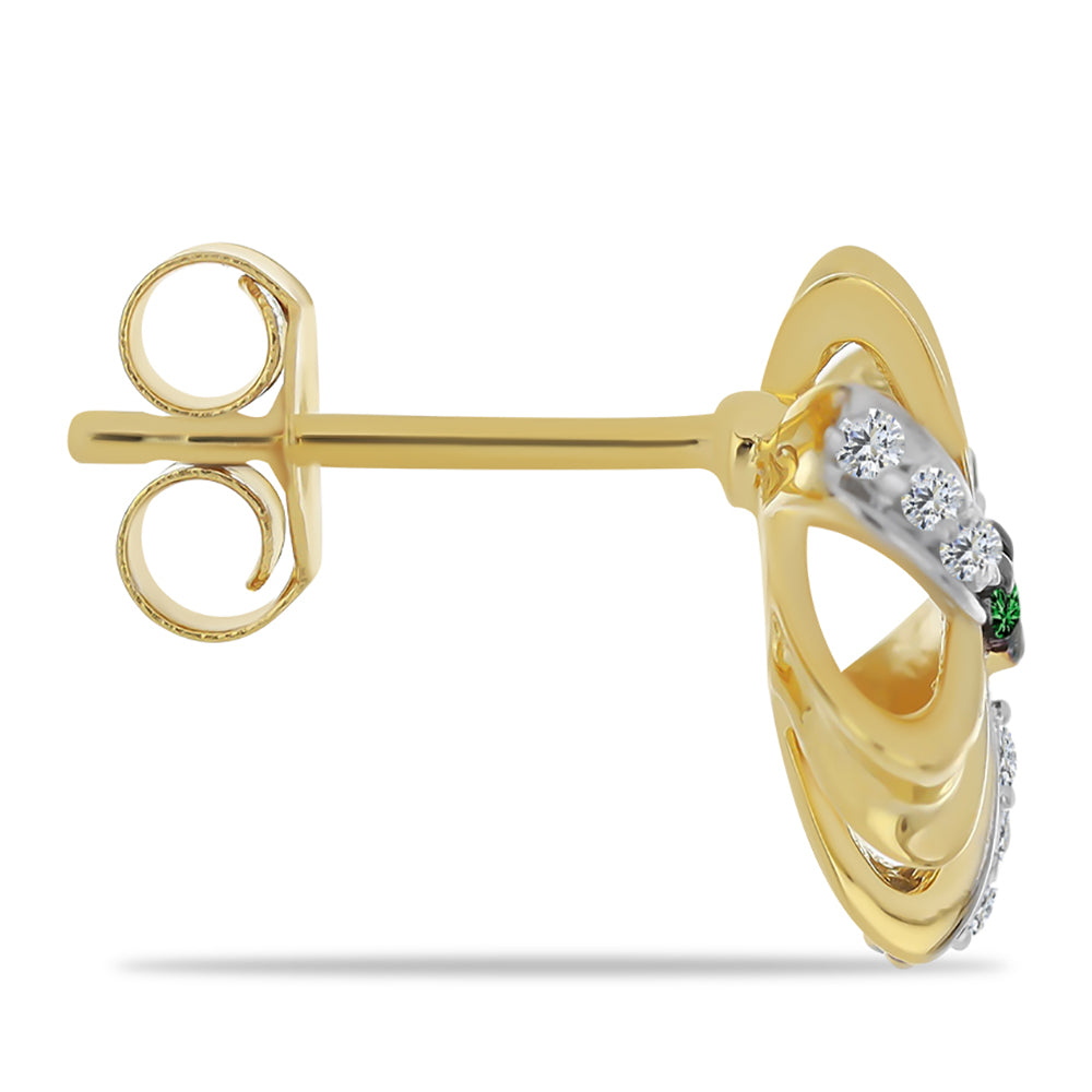 Arannyal Bevont Ezüst Fülbevaló Zöld Gyémánttal és Fehér Cirkónnal 2 