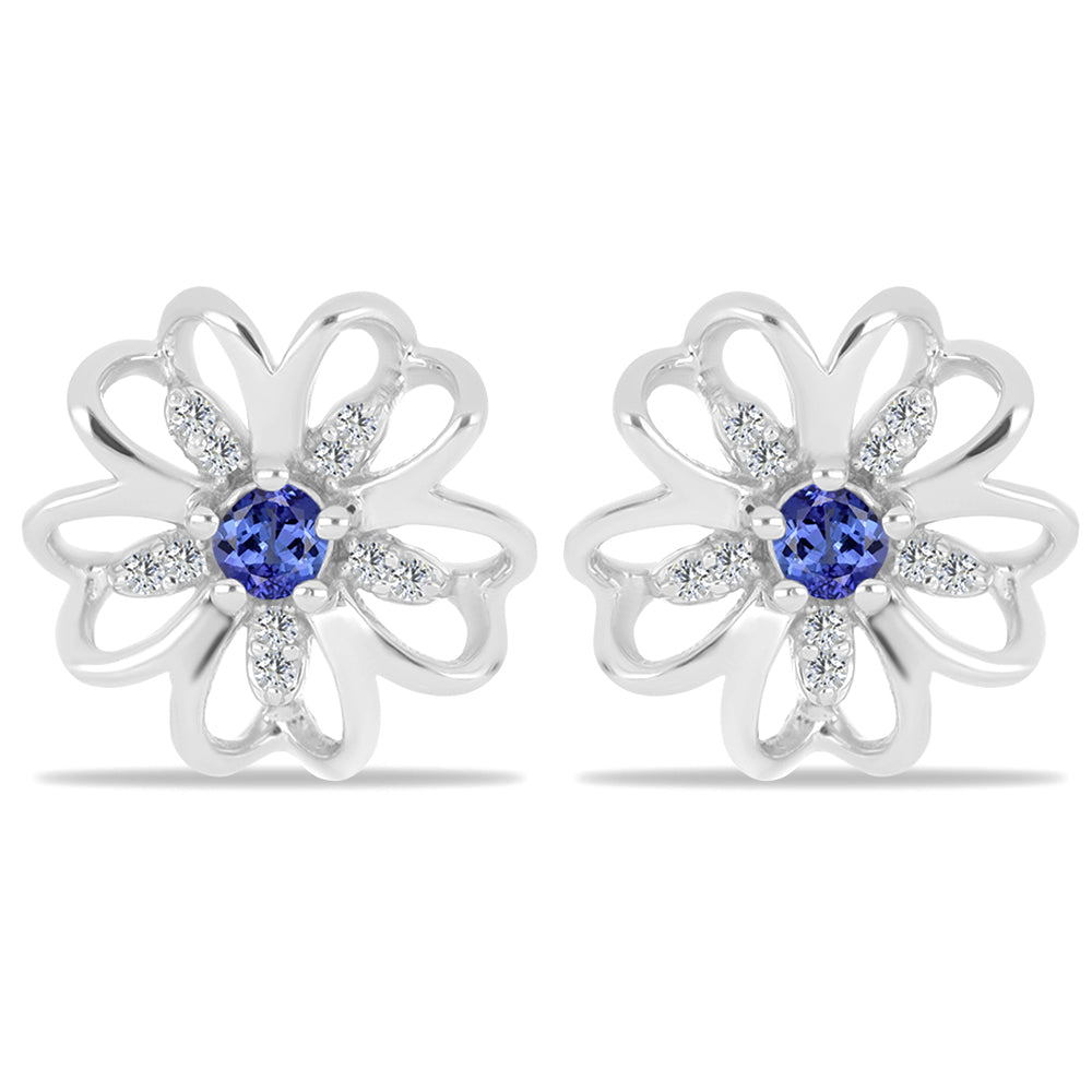 Ezüst Fülbevaló Tanzanittal és Fehér Cirkónnal 1 
