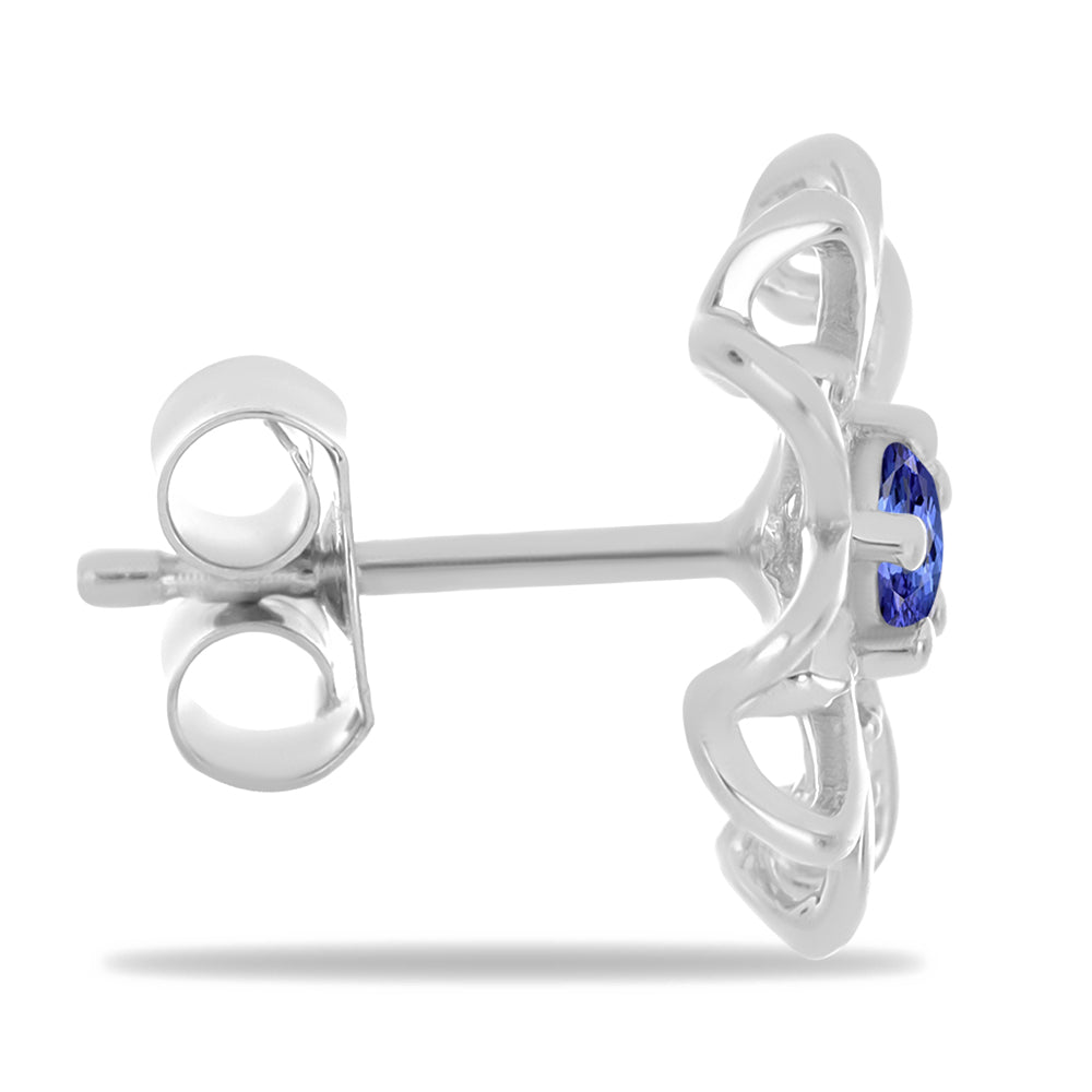 Ezüst Fülbevaló Tanzanittal és Fehér Cirkónnal