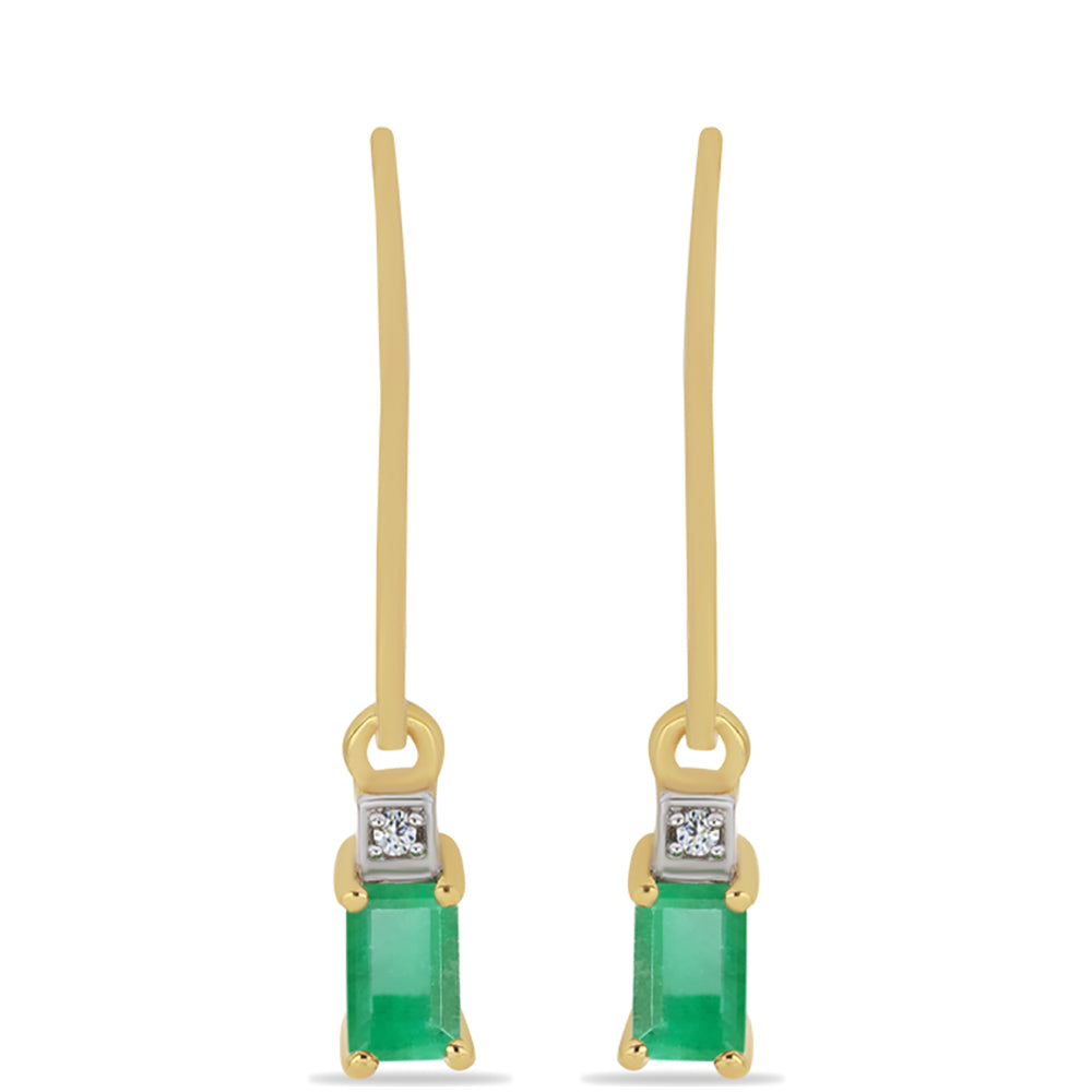 Arannyal Bevont Ezüst Fülbevaló Brazil Smaragddal és Fehér Cirkónnal 1 