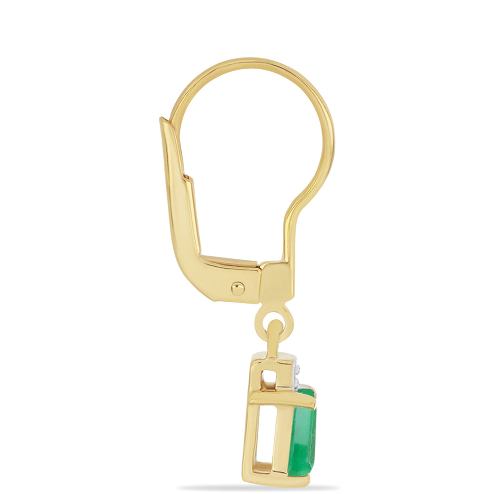 Arannyal Bevont Ezüst Fülbevaló Brazil Smaragddal és Fehér Cirkónnal 2 