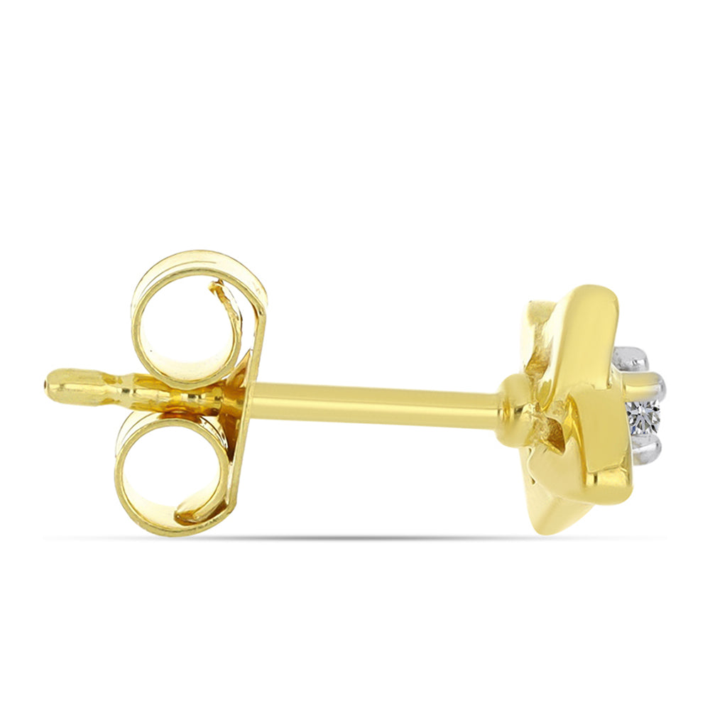 Arannyal Bevont Ezüst Fülbevaló Fehér Gyémánttal