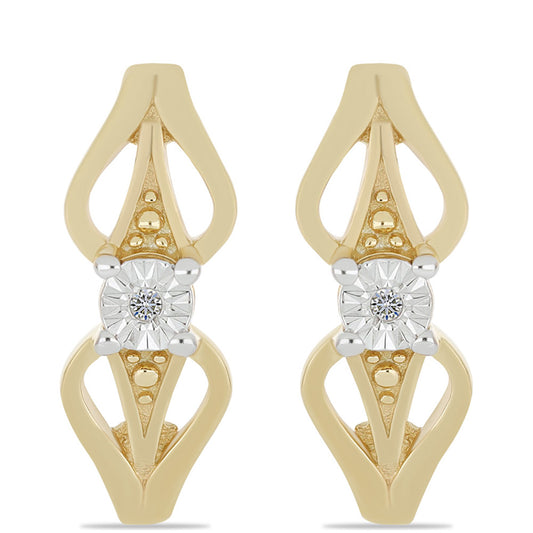 Arannyal Bevont Ezüst Fülbevaló Fehér Gyémánttal