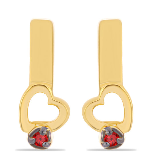 Arannyal Bevont Ezüst Fülbevaló Vörös Gyémánttal