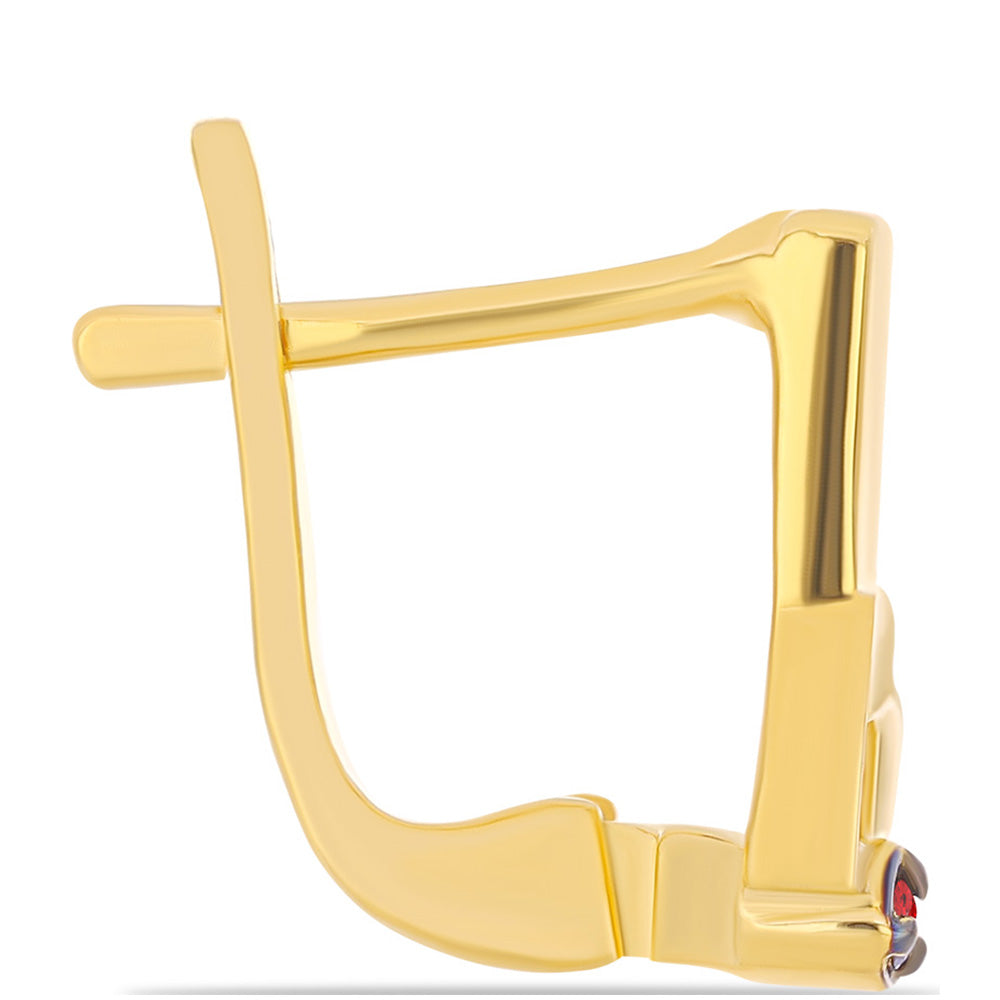 Arannyal Bevont Ezüst Fülbevaló Vörös Gyémánttal 2 