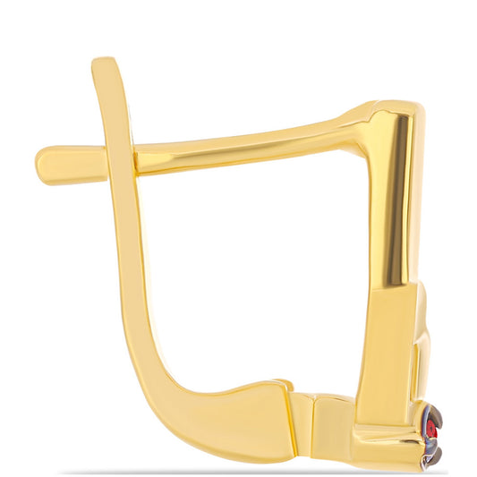 Arannyal Bevont Ezüst Fülbevaló Vörös Gyémánttal