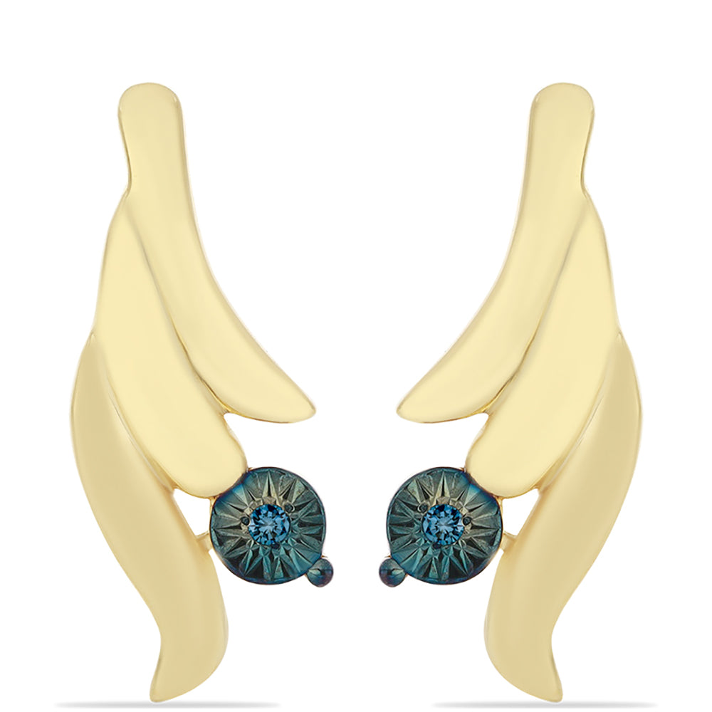 Arannyal Bevont Ezüst Fülbevaló Kék Gyémánttal 1 