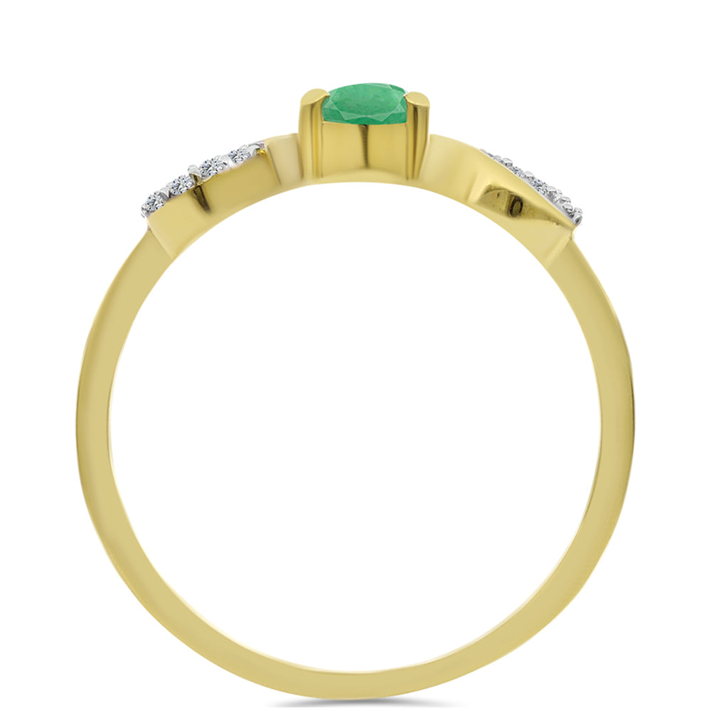 Arannyal Bevont Ezüst Gyűrű Brazil Smaragddal és Fehér Cirkónnal