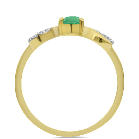 Arannyal Bevont Ezüst Gyűrű Brazil Smaragddal és Fehér Cirkónnal