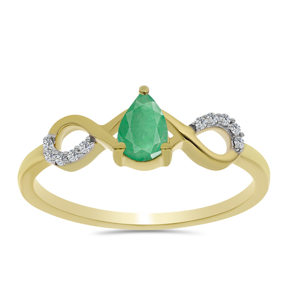 Arannyal Bevont Ezüst Gyűrű Brazil Smaragddal és Fehér Cirkónnal 3 