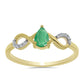 Arannyal Bevont Ezüst Gyűrű Brazil Smaragddal és Fehér Cirkónnal