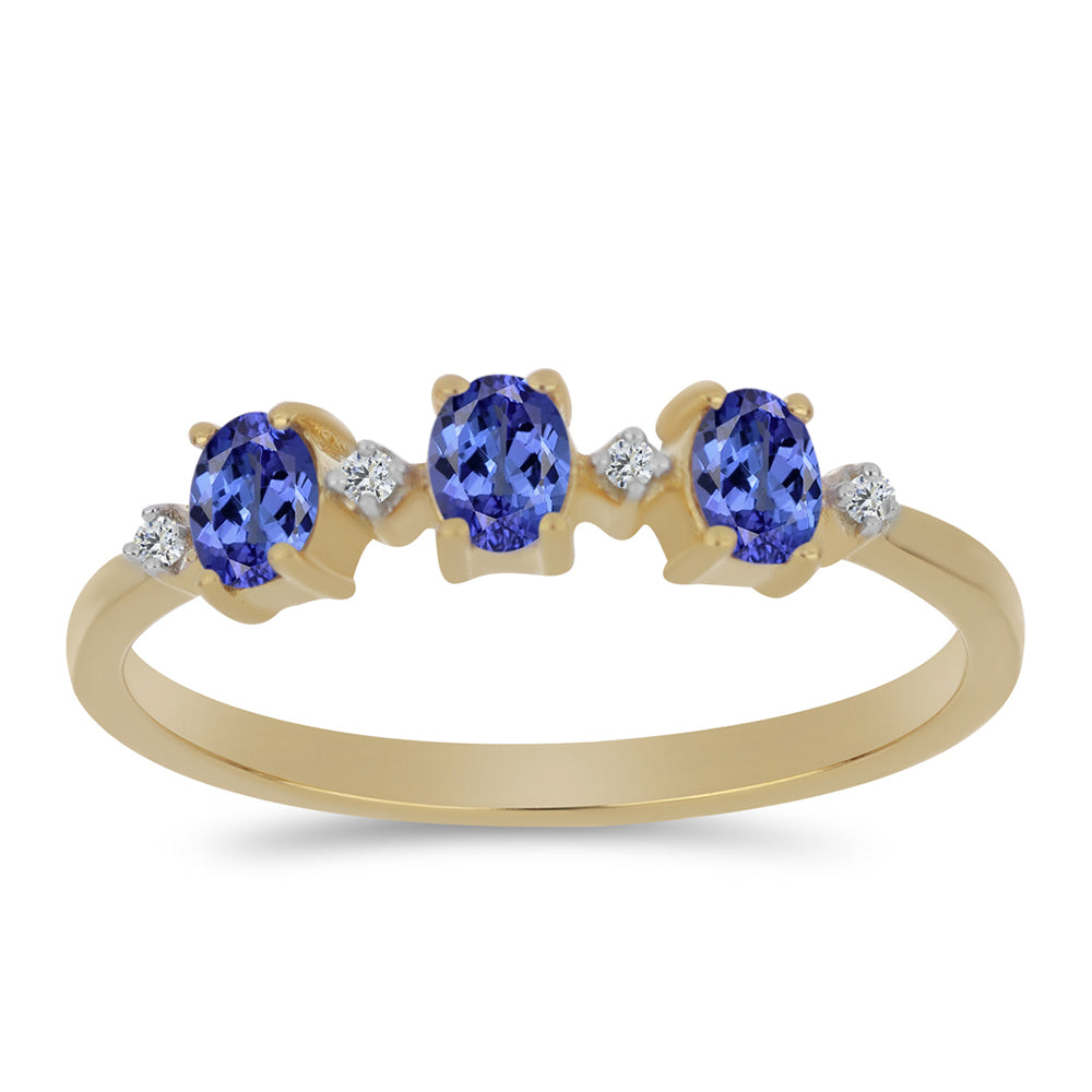 Arannyal Bevont Ezüst Gyűrű Tanzanittal és Fehér Cirkónnal 1 