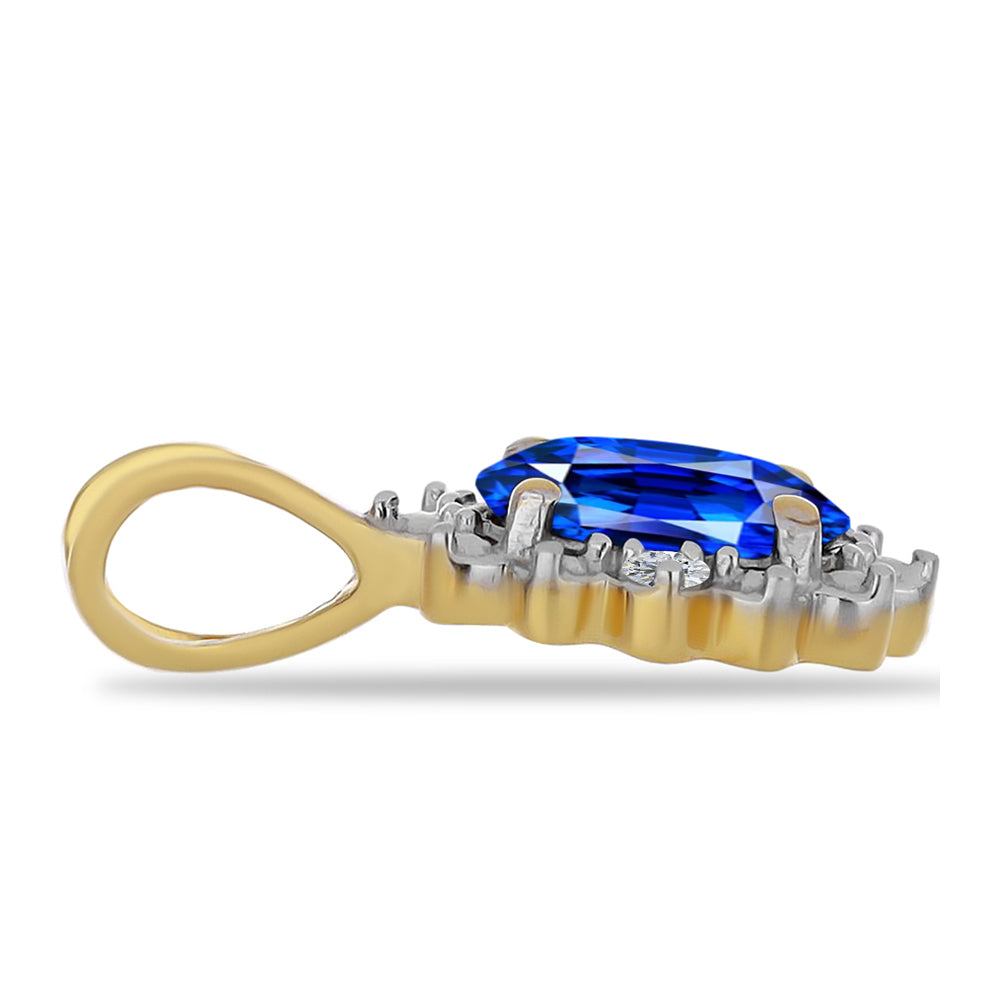 Arannyal Bevont Ezüst Medál Ausztrál Kék Zafírral és Fehér Cirkónnal 2 