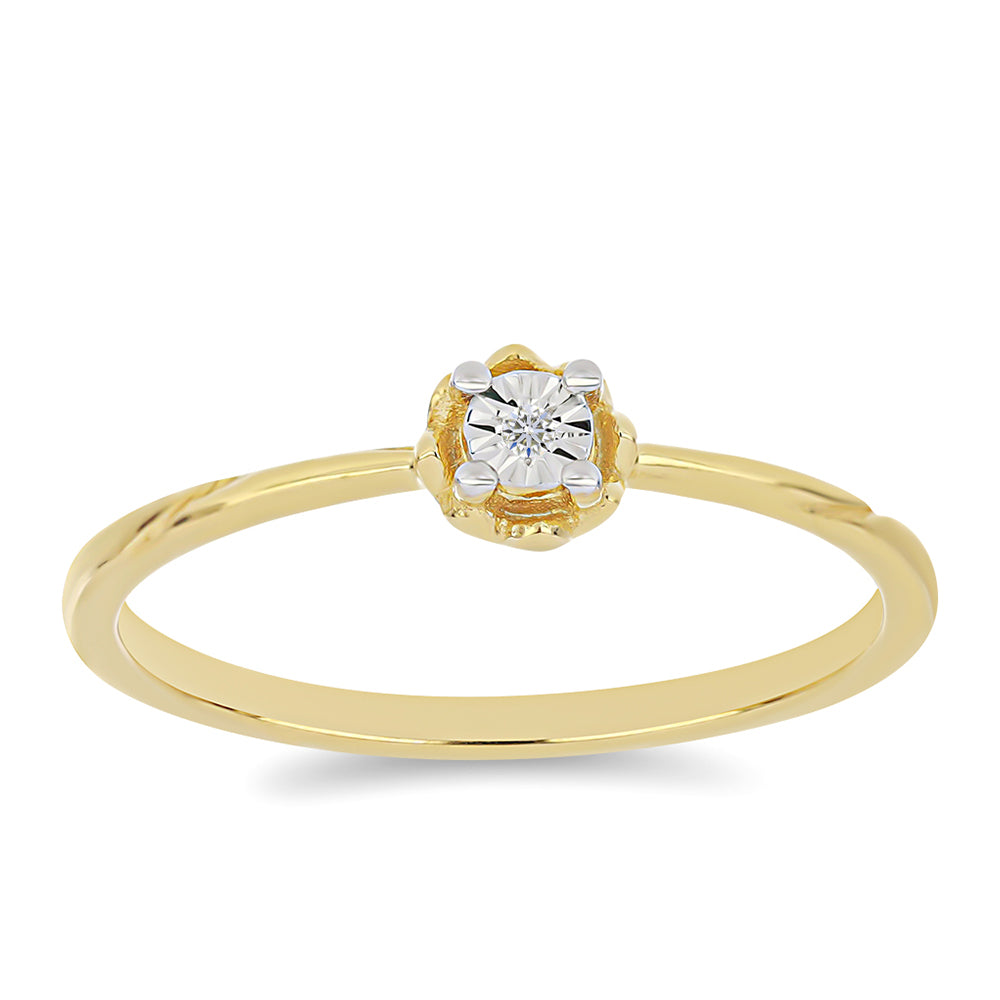 Arannyal Bevont Ezüst Gyűrű Fehér Gyémánttal