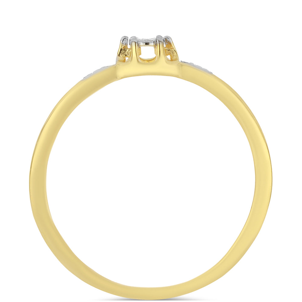 Arannyal Bevont Ezüst Gyűrű Fehér Gyémánttal