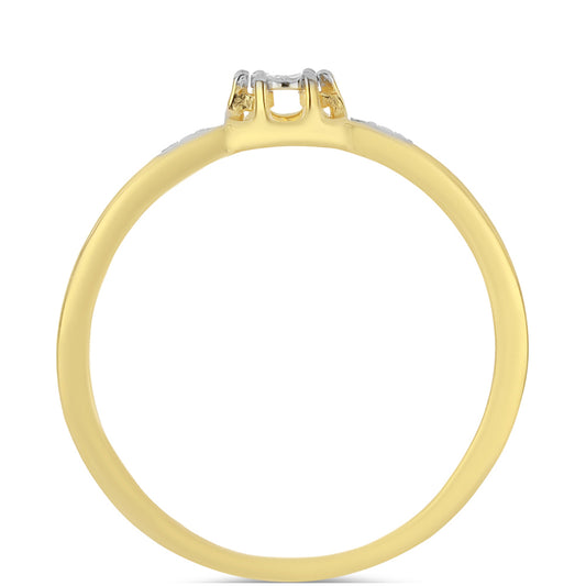 Arannyal Bevont Ezüst Gyűrű Fehér Gyémánttal