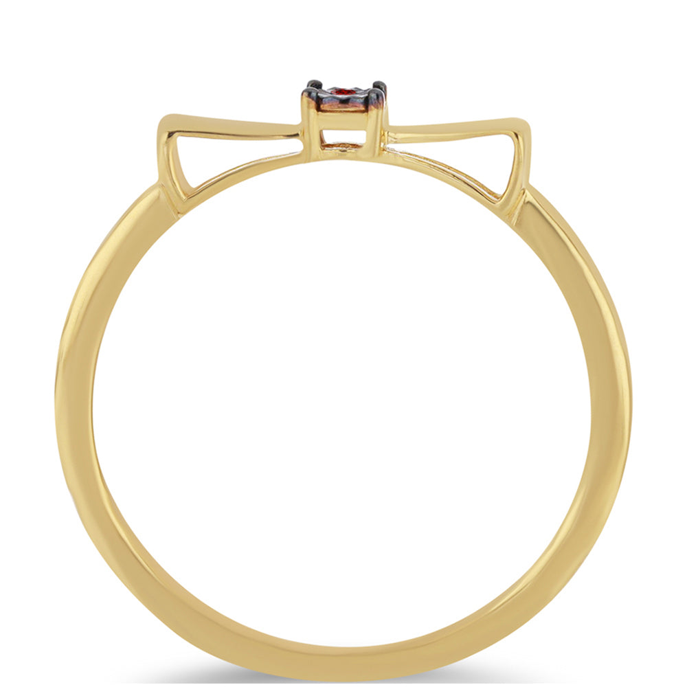 Arannyal Bevont Ezüst Gyűrű Vörös Gyémánttal