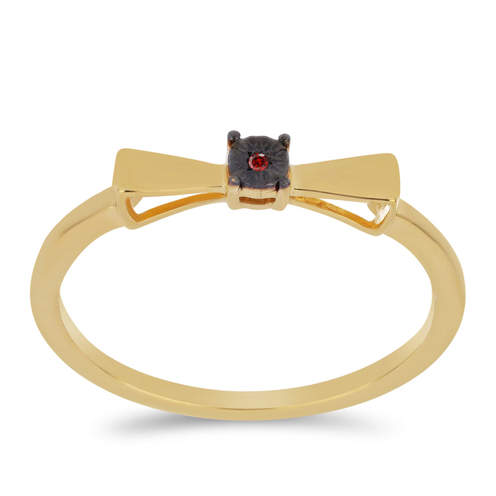 Arannyal Bevont Ezüst Gyűrű Vörös Gyémánttal