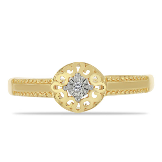 Arannyal Bevont Ezüst Gyűrű Fehér Gyémánttal