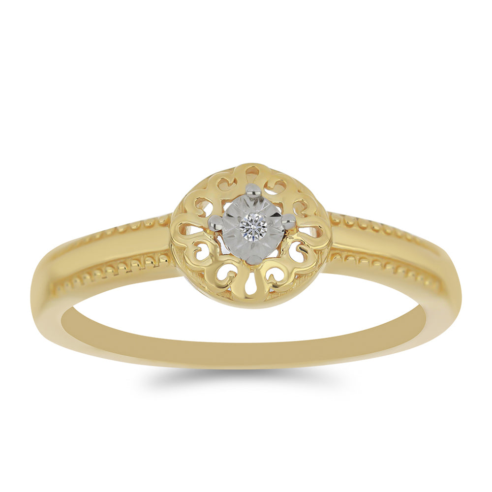 Arannyal Bevont Ezüst Gyűrű Fehér Gyémánttal