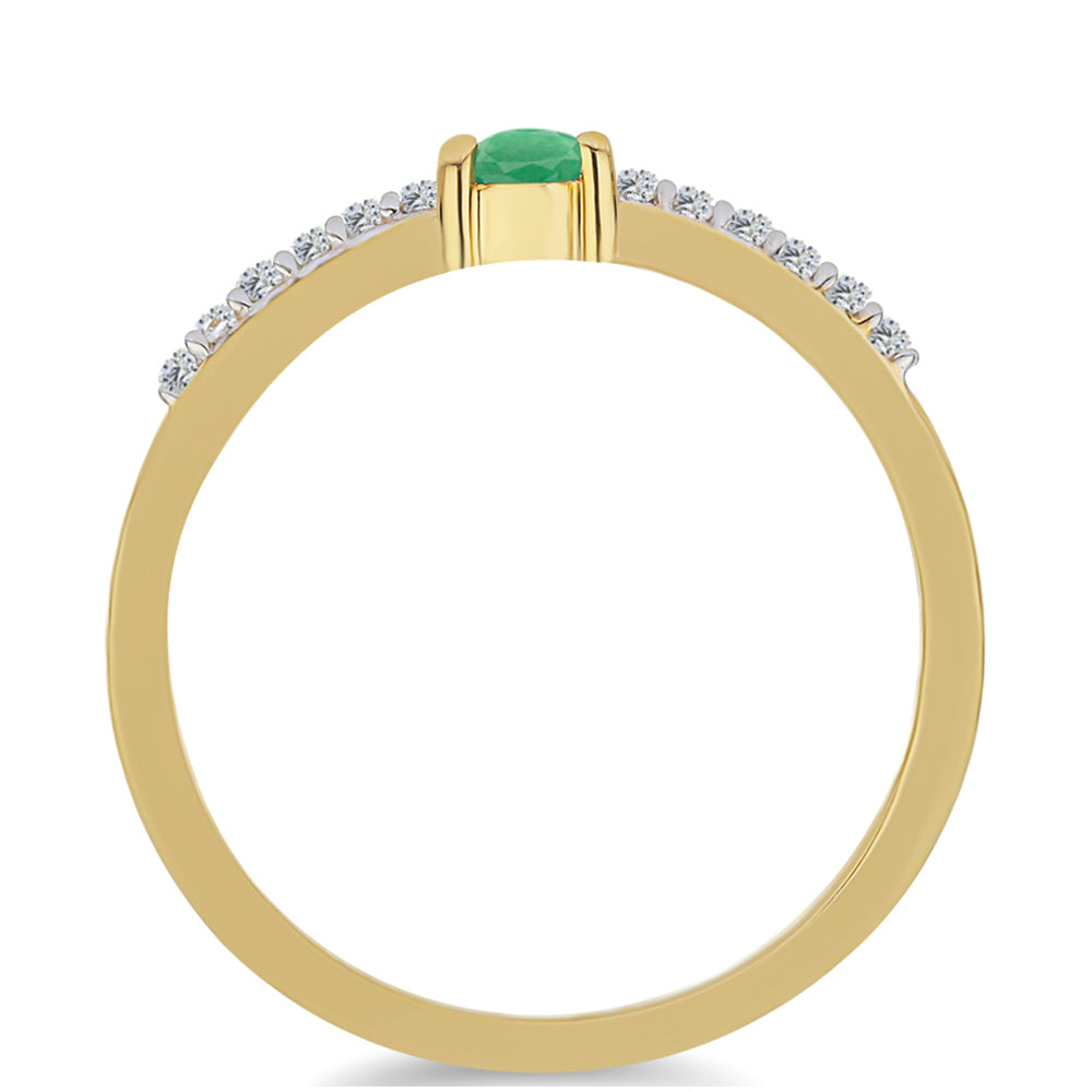 Arannyal Bevont Ezüst Gyűrű Brazil Smaragddal és Fehér Cirkónnal 2 