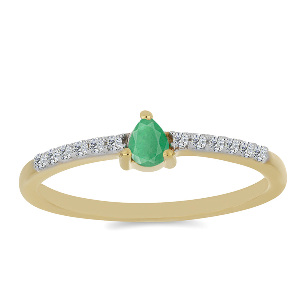 Arannyal Bevont Ezüst Gyűrű Brazil Smaragddal és Fehér Cirkónnal 3 