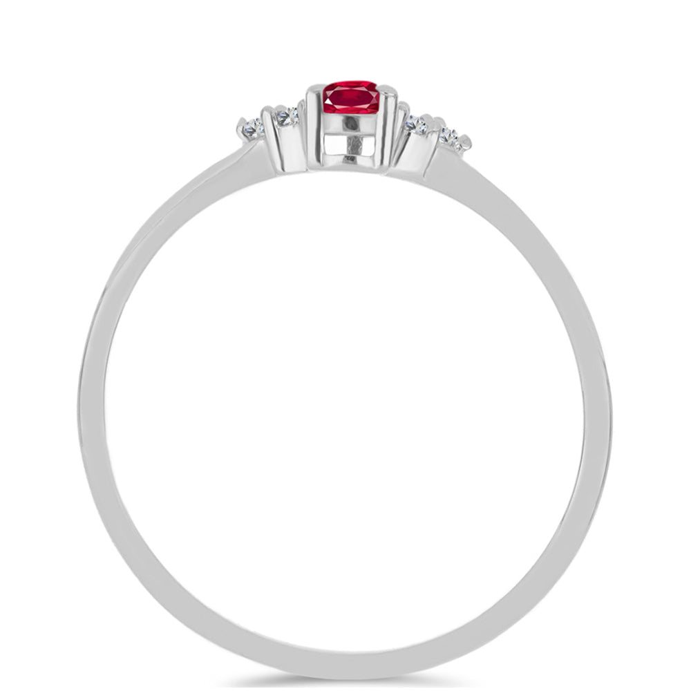 Ezüst Gyűrű Madagaszkári Rubinnal és Természetes Fehér Cirkónnal
