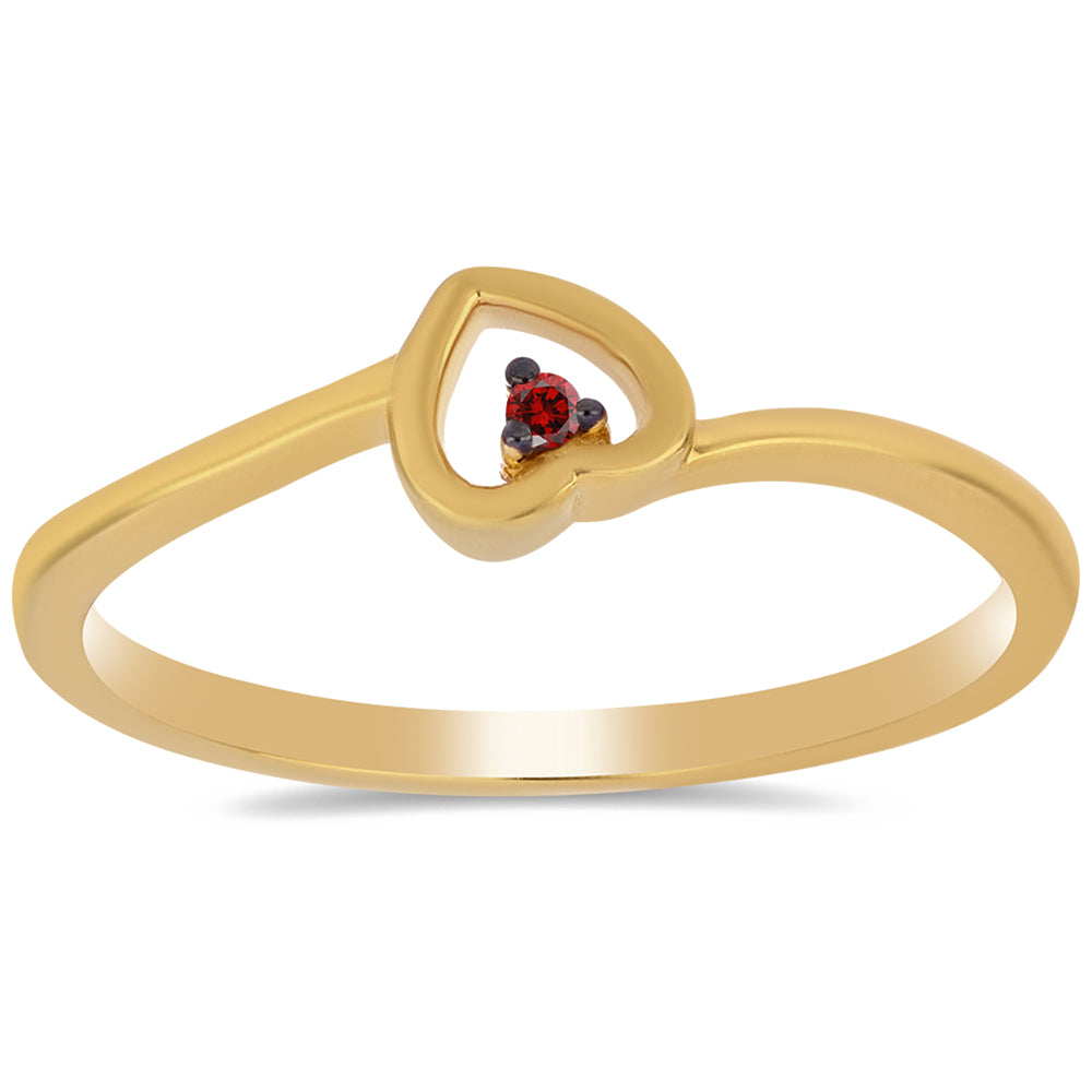 Arannyal Bevont Ezüst Gyűrű Vörös Gyémánttal 3 