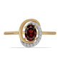 Arannyal Bevont Ezüst Gyűrű Barton Gránáttal és Fehér Cirkónnal