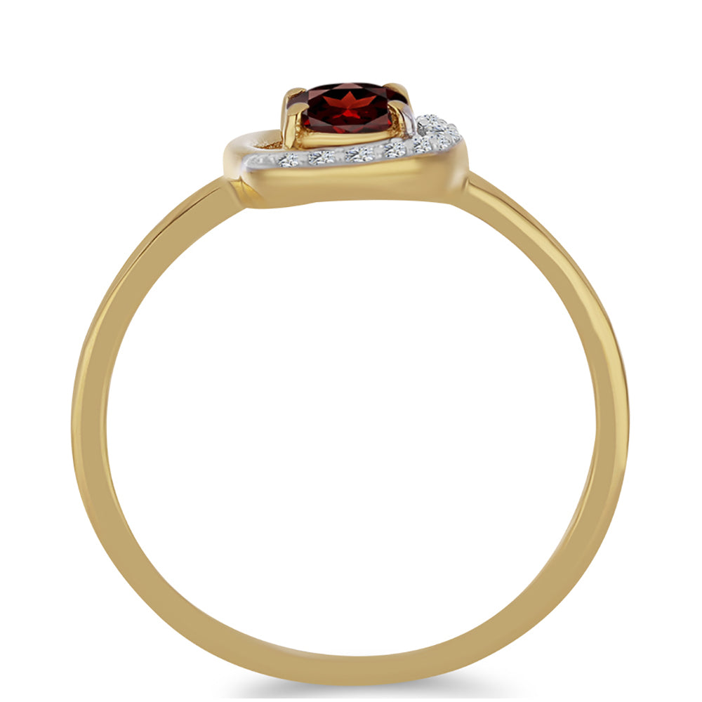 Arannyal Bevont Ezüst Gyűrű Barton Gránáttal és Fehér Cirkónnal