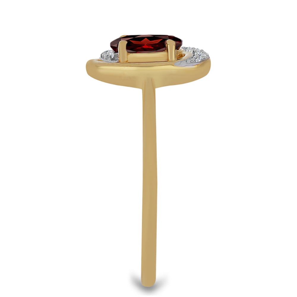 Arannyal Bevont Ezüst Gyűrű Barton Gránáttal és Fehér Cirkónnal 4 