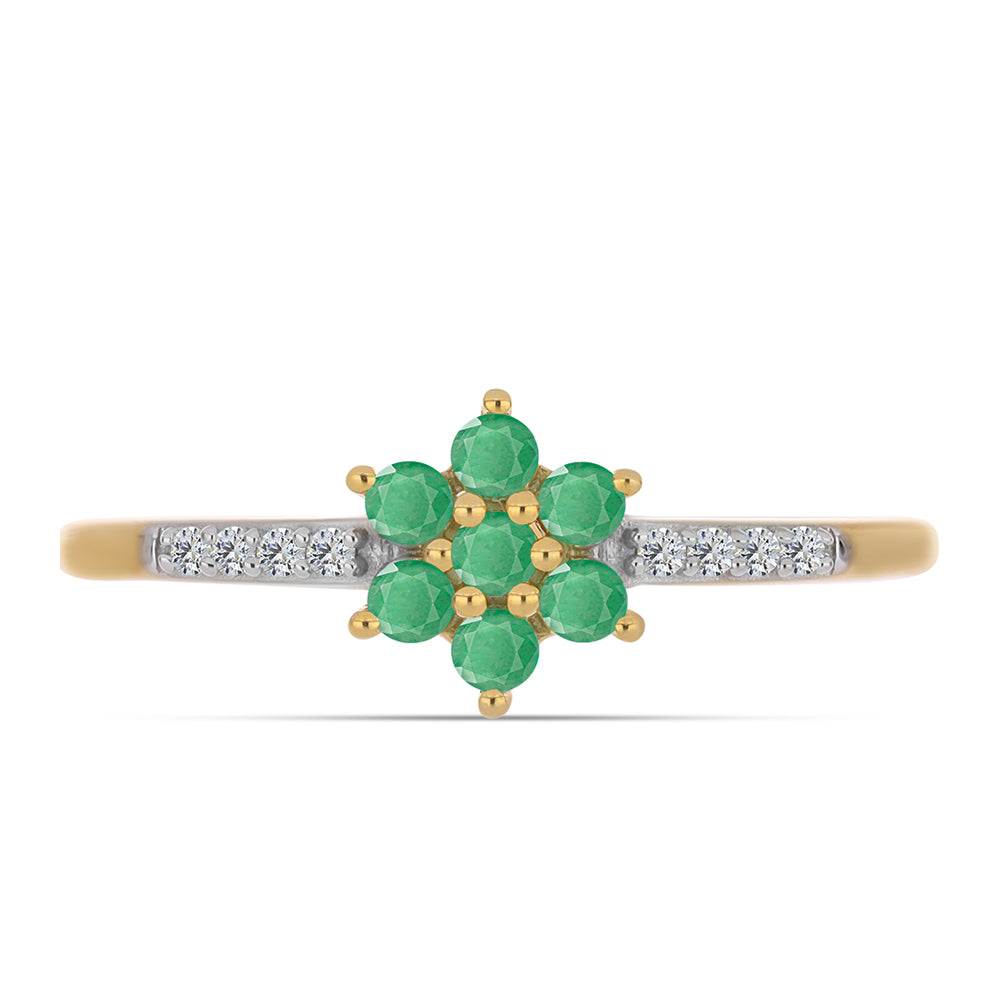 Arannyal Bevont Ezüst Gyűrű Brazil Smaragddal és Fehér Cirkónnal 1 