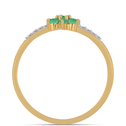 Arannyal Bevont Ezüst Gyűrű Brazil Smaragddal és Fehér Cirkónnal