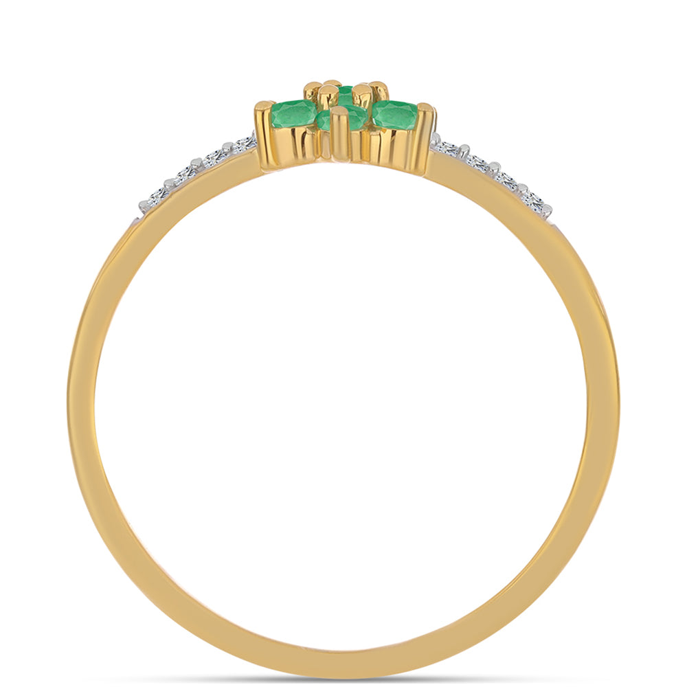 Arannyal Bevont Ezüst Gyűrű Brazil Smaragddal és Fehér Cirkónnal 2 