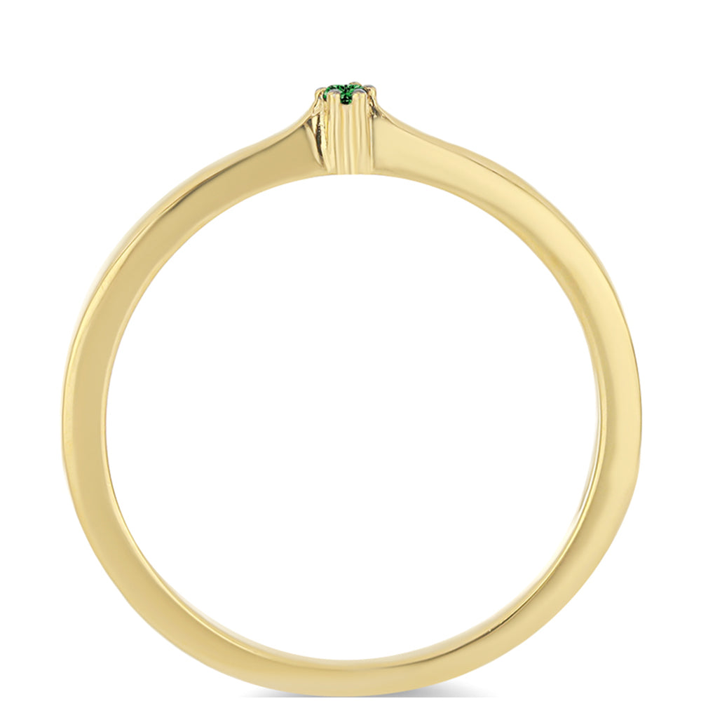 Arannyal Bevont Ezüst Gyűrű Zöld Gyémánttal