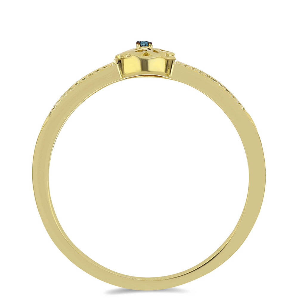 Arannyal Bevont Ezüst Gyűrű Kék Gyémánttal 2 