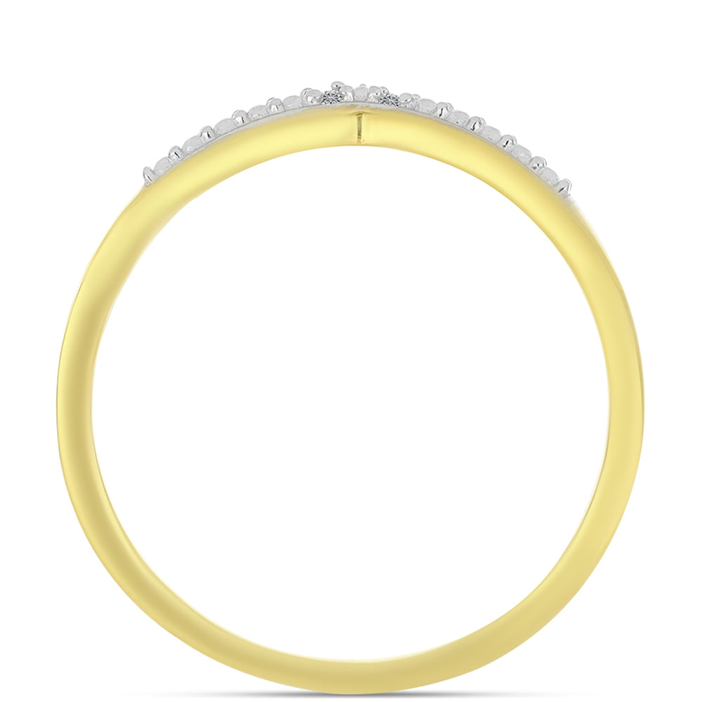 Arannyal Bevont Ezüst Gyűrű Fehér Gyémánttal