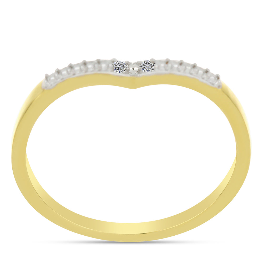 Arannyal Bevont Ezüst Gyűrű Fehér Gyémánttal