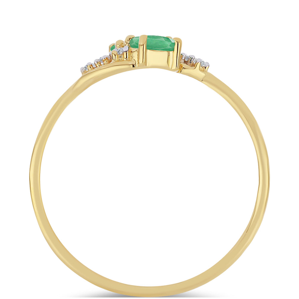 Arannyal Bevont Ezüst Gyűrű Brazil Smaragddal és Fehér Cirkónnal