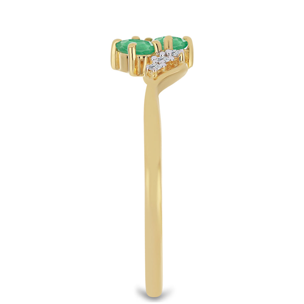 Arannyal Bevont Ezüst Gyűrű Brazil Smaragddal és Fehér Cirkónnal 4 