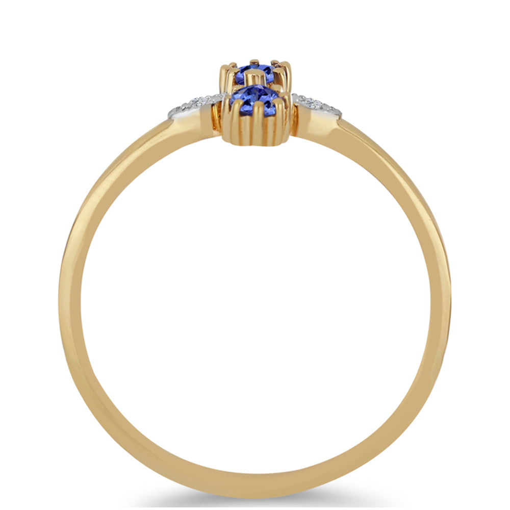 Arannyal Bevont Ezüst Gyűrű Tanzanittal és Fehér Cirkónnal 2 