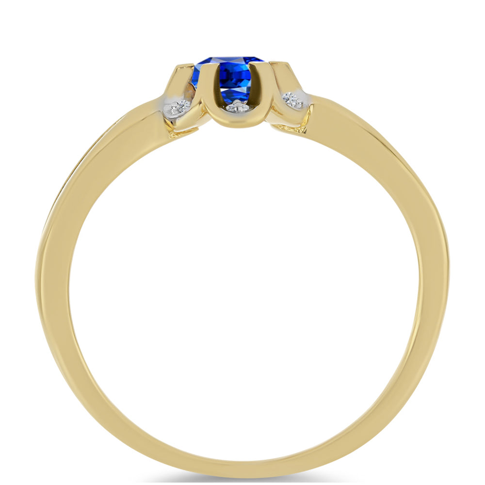 Arannyal Bevont Ezüst Gyűrű Ausztrál Kék Zafírral és Fehér Cirkónnal