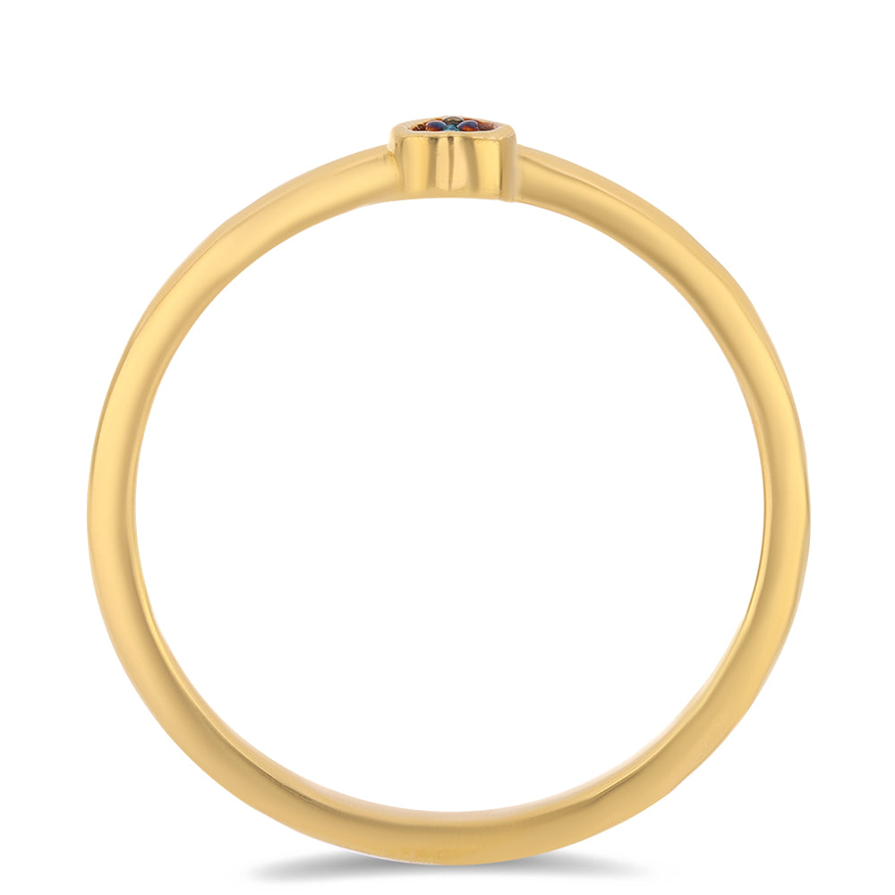 Arannyal Bevont Ezüst Gyűrű Kék Gyémánttal