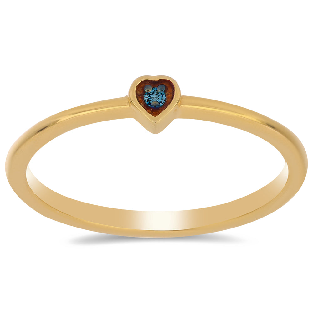 Arannyal Bevont Ezüst Gyűrű Kék Gyémánttal 3 