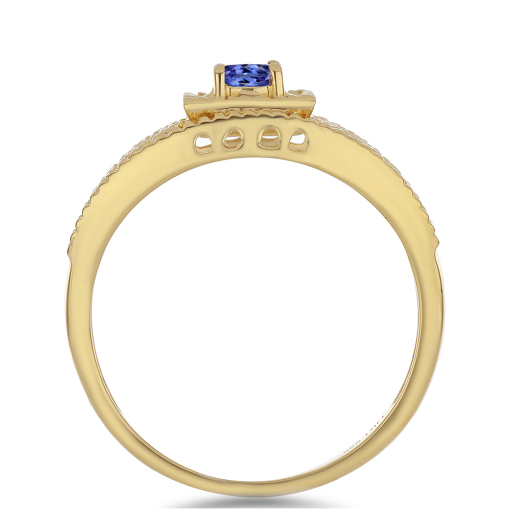 Arannyal Bevont Ezüst Gyűrű Tanzanittal