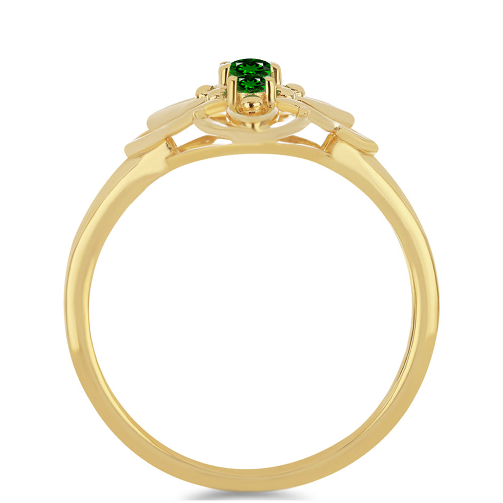 Arannyal Bevont Ezüst Gyűrű Króm Diopsziddal