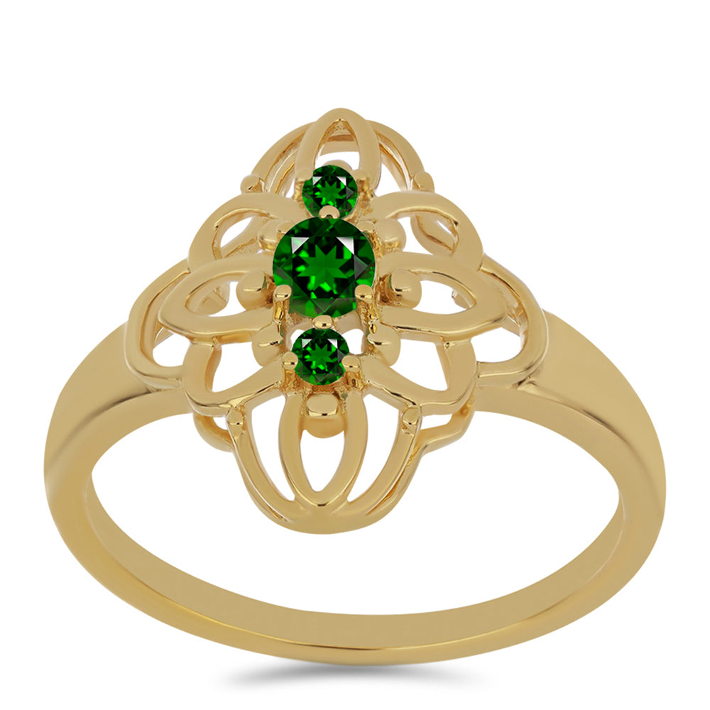 Arannyal Bevont Ezüst Gyűrű Króm Diopsziddal 3 