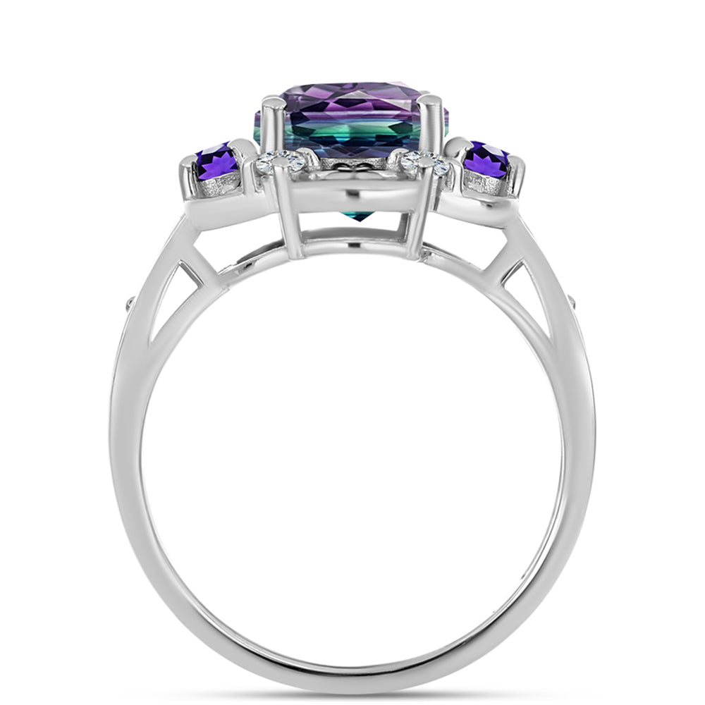 Ezüst Gyűrű Zebra Fluorittal és Marokkói Ametiszttel 2 