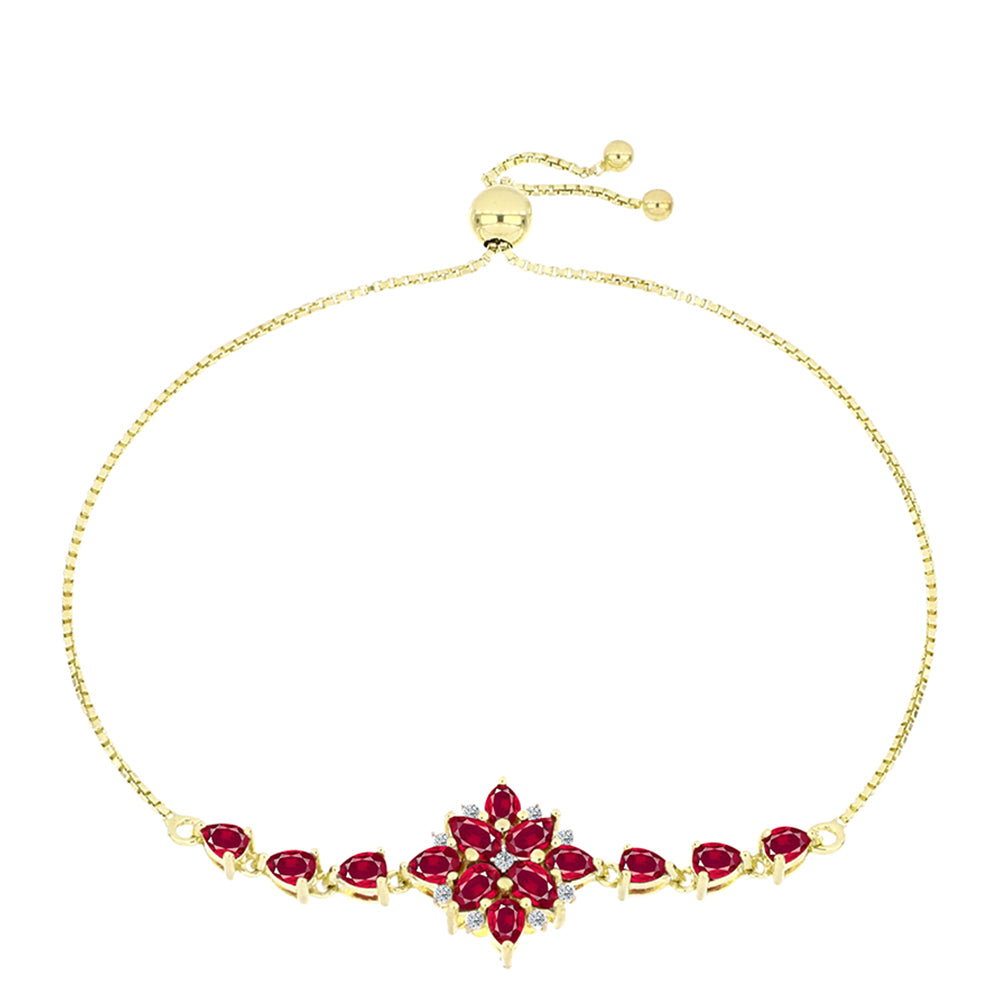 Arannyal Bevont Ezüst Karkötő Madagaszkári Rubinnal és Fehér Topázzal