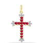 Kereszt Arannyal Bevont Ezüst Medál Madagaszkári Rubinnal és Fehér Topázzal